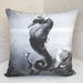 Seahorse decorative housewares, Black and white throw pillow handmade home decor, featuring photograph of seahorse