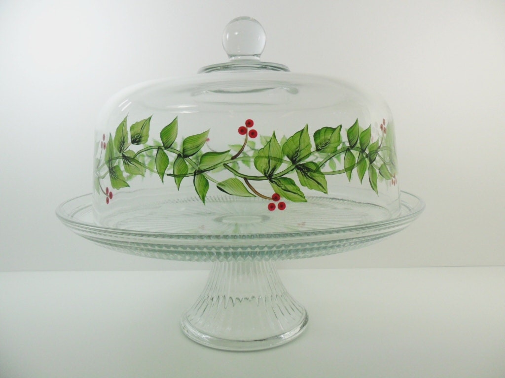 Cake Stand Dome Hand Painted