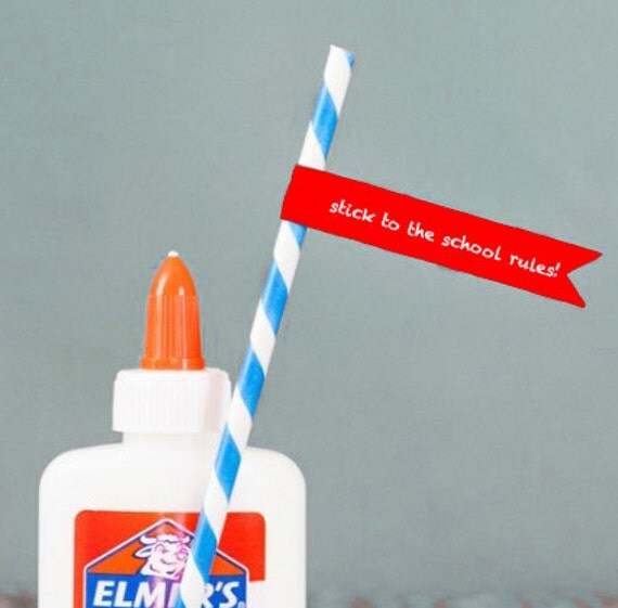 Printable stick to the school rules pencil flags