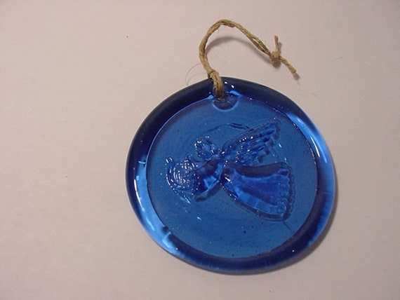 vintage blue glass angel with harp christmas ornament or vintage blue glass angel with harp christmas ornament or