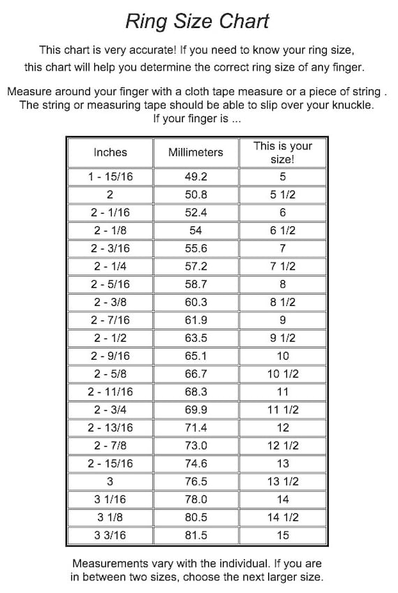 ring size chart from a tape measurer to determine by studiojardine