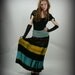 Upcycled Embellished Reclaimed Maxi Skirt Batik Stripes