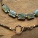 Blue Kyanite Necklace, rustic beaded necklace with blue green kyanite rectangles, simple tribal style necklace