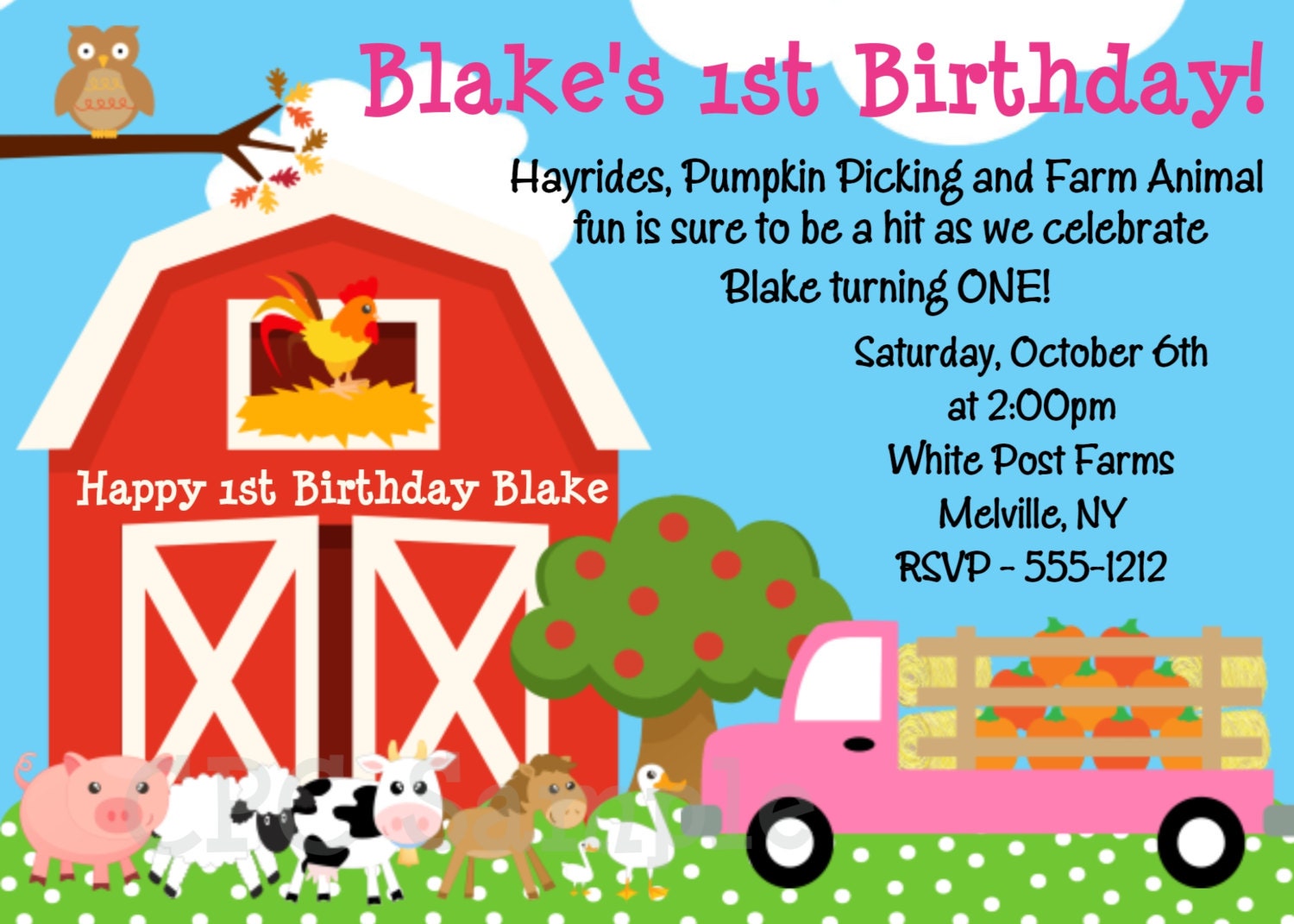 Farm Birthday Invitation Petting Zoo Party by OneWhimsyChick