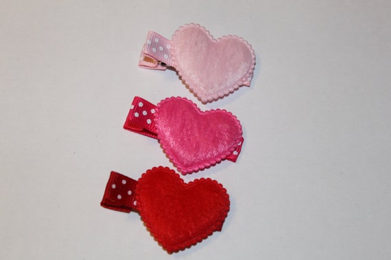 Valentines Day Heart Trio Hair CLippies/non slip