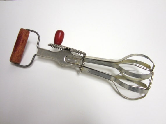 Vintage Egg Beater with Red Wooden Handle 1960s by 123name123