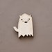 Brooch Pin Ghost Kitty painted rustic white for halloween