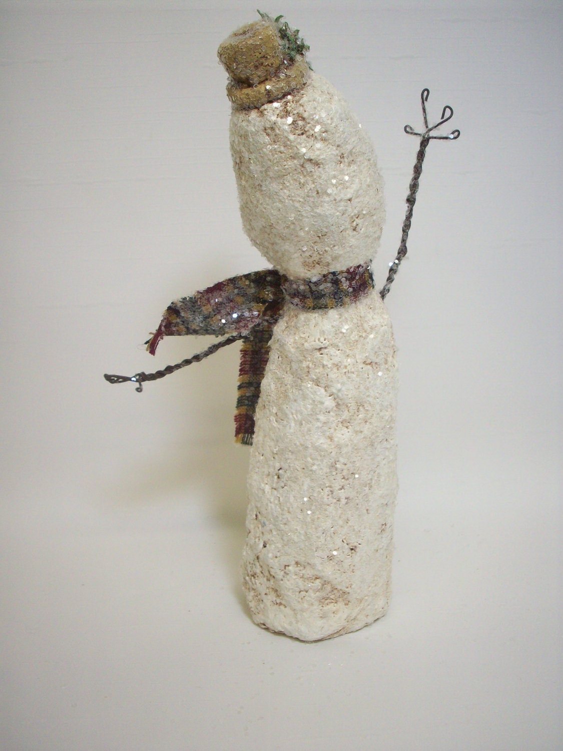 Primitive Folk Art Paper Mache Snowman