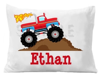 Monster Truck Pillow Case Personalized Pillowcase