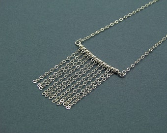 Sterling Silver Chain Curtain Necklace - N498