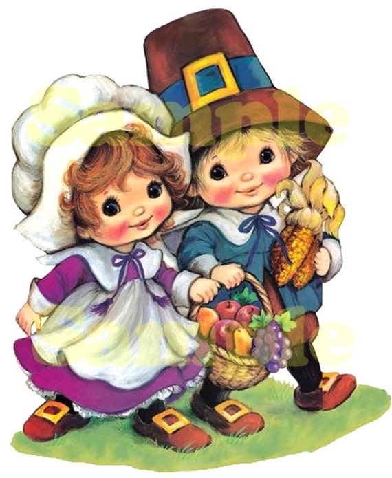 Vintage Pilgrim Couple boy and girl digital by pixygirl2 on Etsy