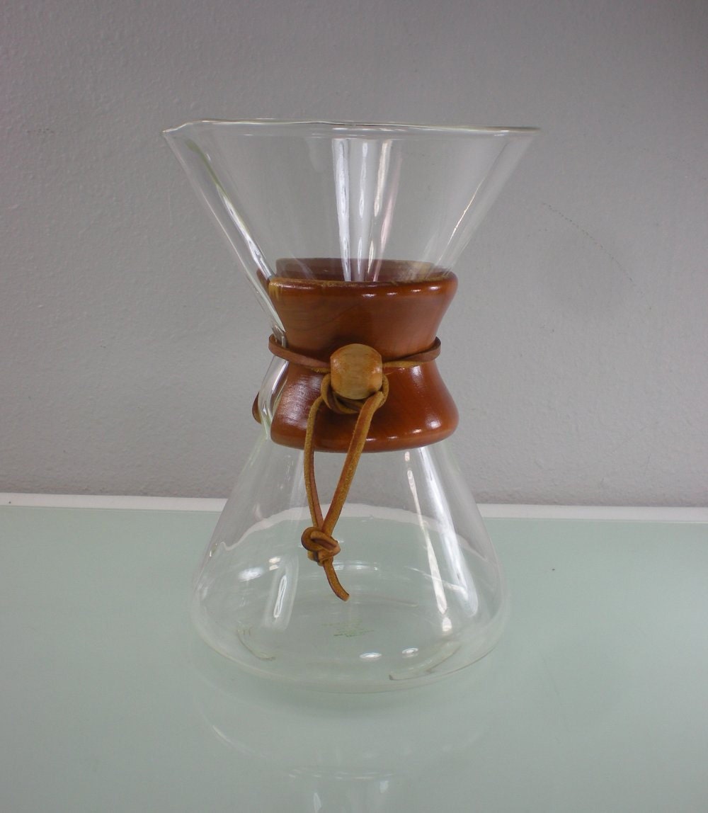 Pyrex Chemex Glass Drip Coffee Maker Filter Green Stamp Logo