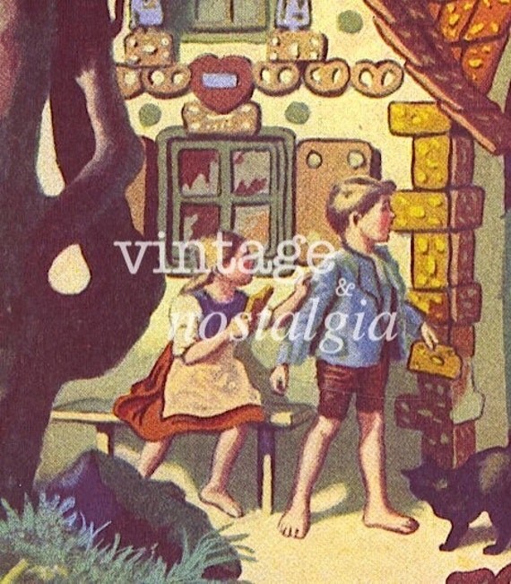 1940s Vintage Fairytale Print Hansel And Gretel Gingerbread