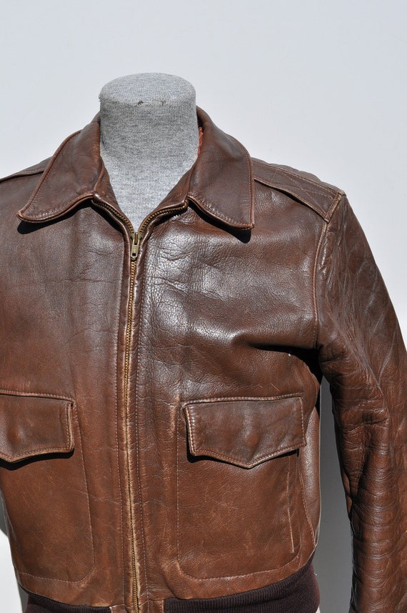 vintage leather jacket A2 flight bomber jacket A-2 horsehide