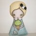 Whimsical art folk art Halloween doll Alice in wonderland painting Mixed media art doll soft sculpture - Alice's Ice cream