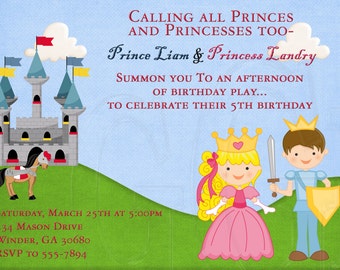 Princess and Prince Invitation Digital File