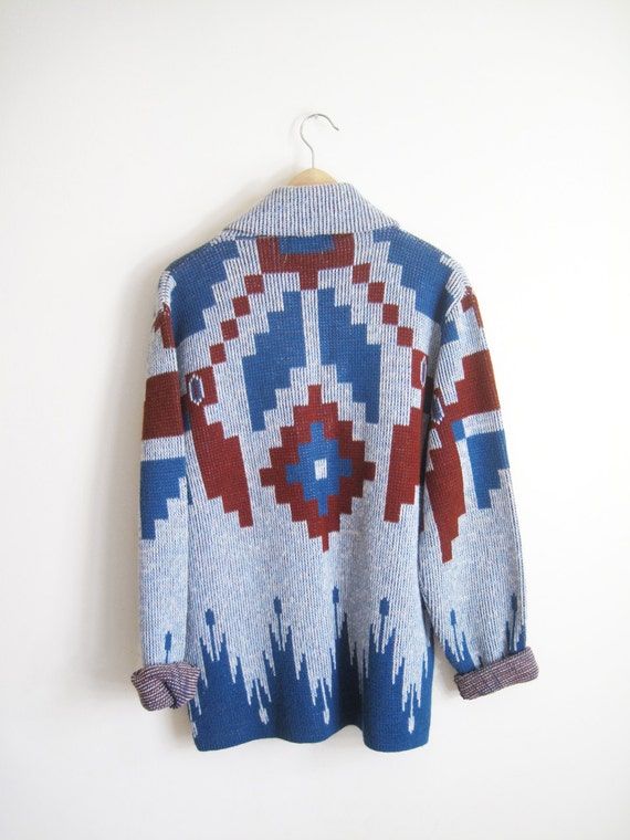 Vintage Southwestern Print Oversized Cardigan Sweater xs-l