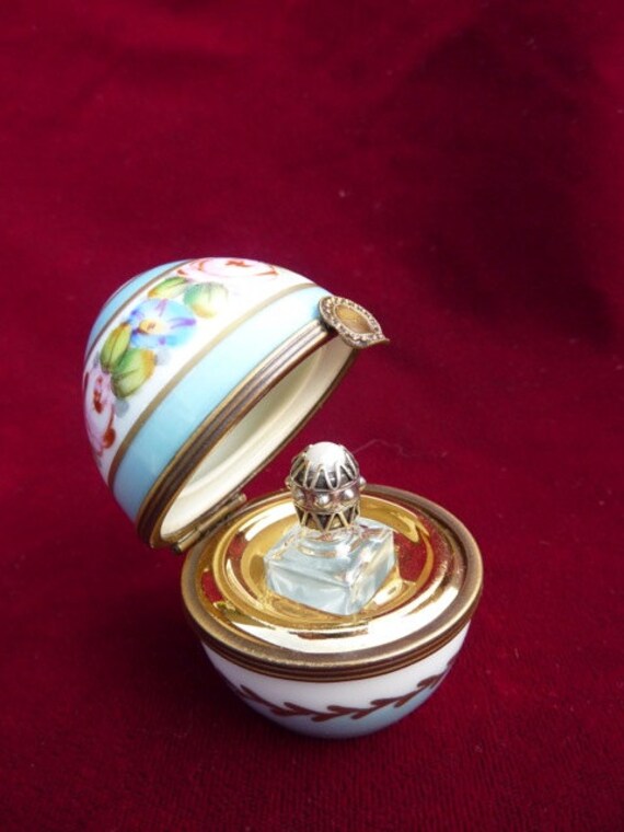 Vintage Limoges Porcelain Egg with Perfume Bottle Mini