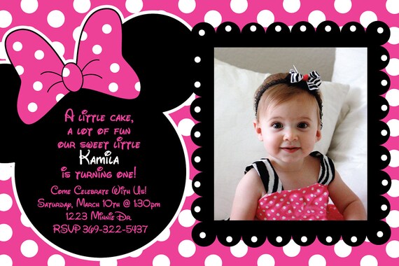 Custom Pink and Black Polka Dot Minnie by HeathersCreations11