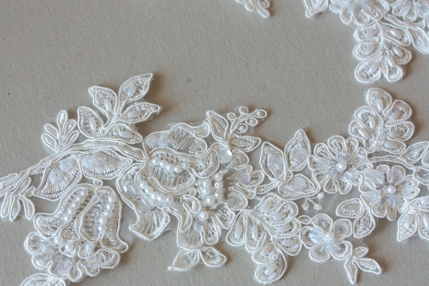 bridal lace applique ivory