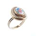 Vintage Flower Ring - Adjustable Filigree Gold Tone Ceramic Cabochon Jewelry / Dainty Floral