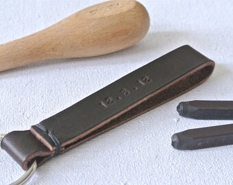 Personalized Leather Key Fob. Leather Keychain (thick leather version)