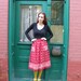 Skirt Full Vintage 1980s 80s Red Pink Floral Paper Bag High Waist S M L