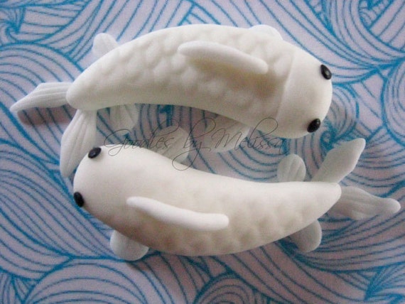 12 hand molded fondant koi fish cake or cupcake decorations (EDIBLE) Il_570xn