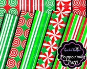 Candy Red CHRISTMAS Digital Paper Peppermint Christmas Digital Paper Peppermint Candy backgrounds Instant Download Scrapbooking Il_170x135