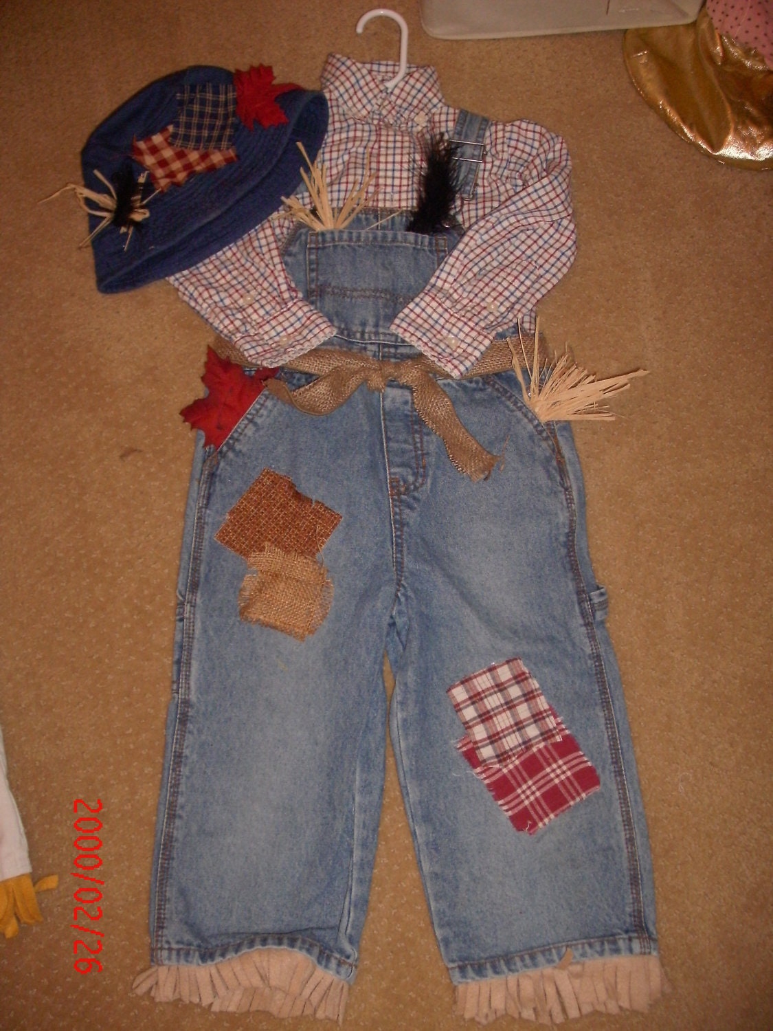 toddler boy 3T handmade Halloween scarecrow costume denim