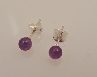 Amethyst Gemballs on Sterling Silver Posts