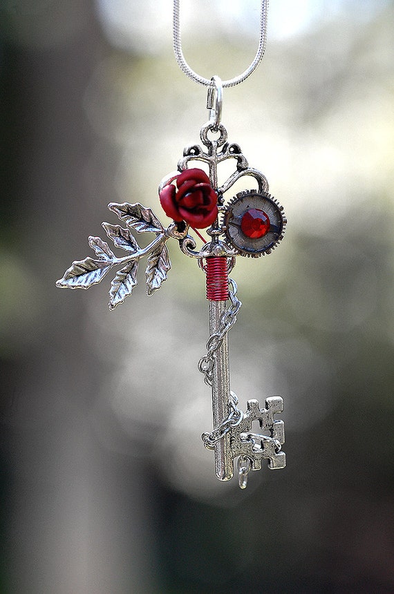 Rose Key Necklace 123 by KeypersCove on Etsy