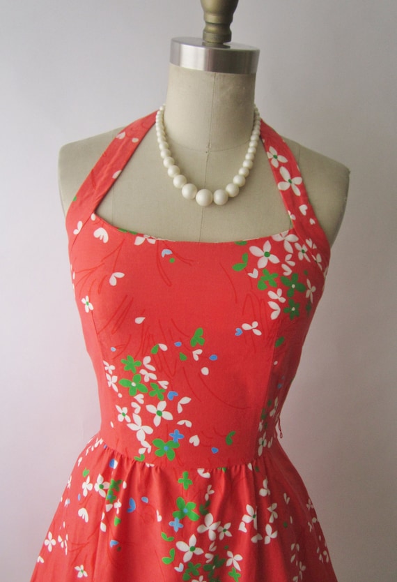 60's Halter Dress // Vintage 1960's Floral Print