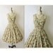 50's Floral Dress // Vintage 1950's Floral Print Cotton Full Garden Party Dress Summer Dress Jacket Ensemble XS