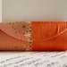 Tangerine orange silk clutch purse with lace overlay, Formal clutch bag