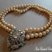 Art Deco Pearl Choker Necklace with Rhinestone Focal Clasp double strands of ivory pearls so Titanic elegant for bridal wedding jewelry