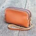 Zippered Leather Wristlet Pouch in Orange - L size