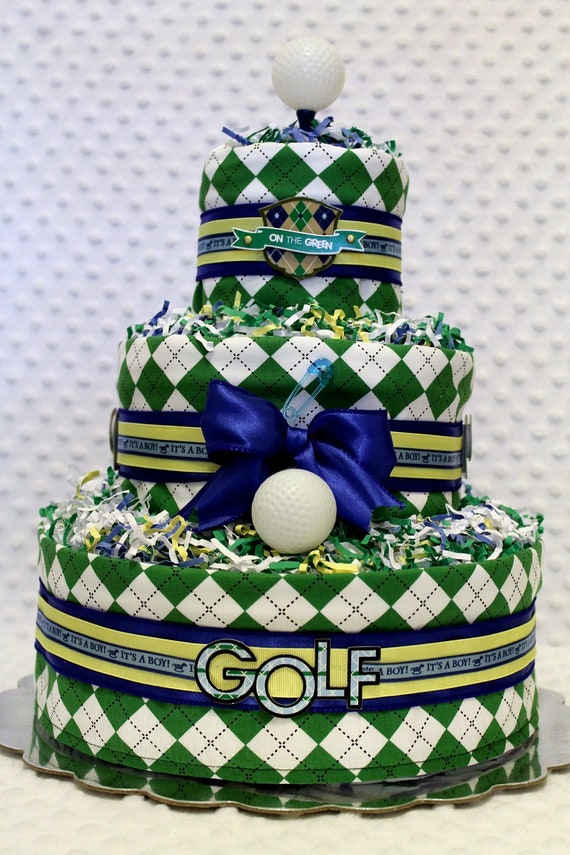 Baby Diaper Cake Golf Theme Shower Centerpiece