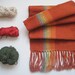 Hand Woven Scarf 'Burnt Orange Rainbow II ' Woven with Cotton and Eco-Conscious Fibers