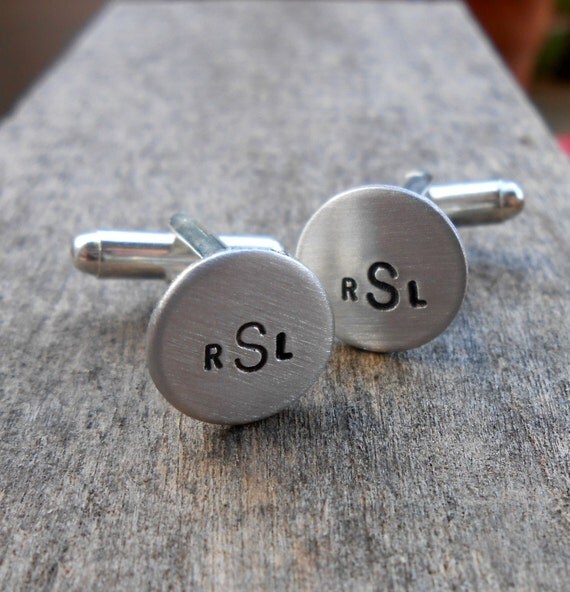 Mens cuff links monogrammed cuff links initial cuff links