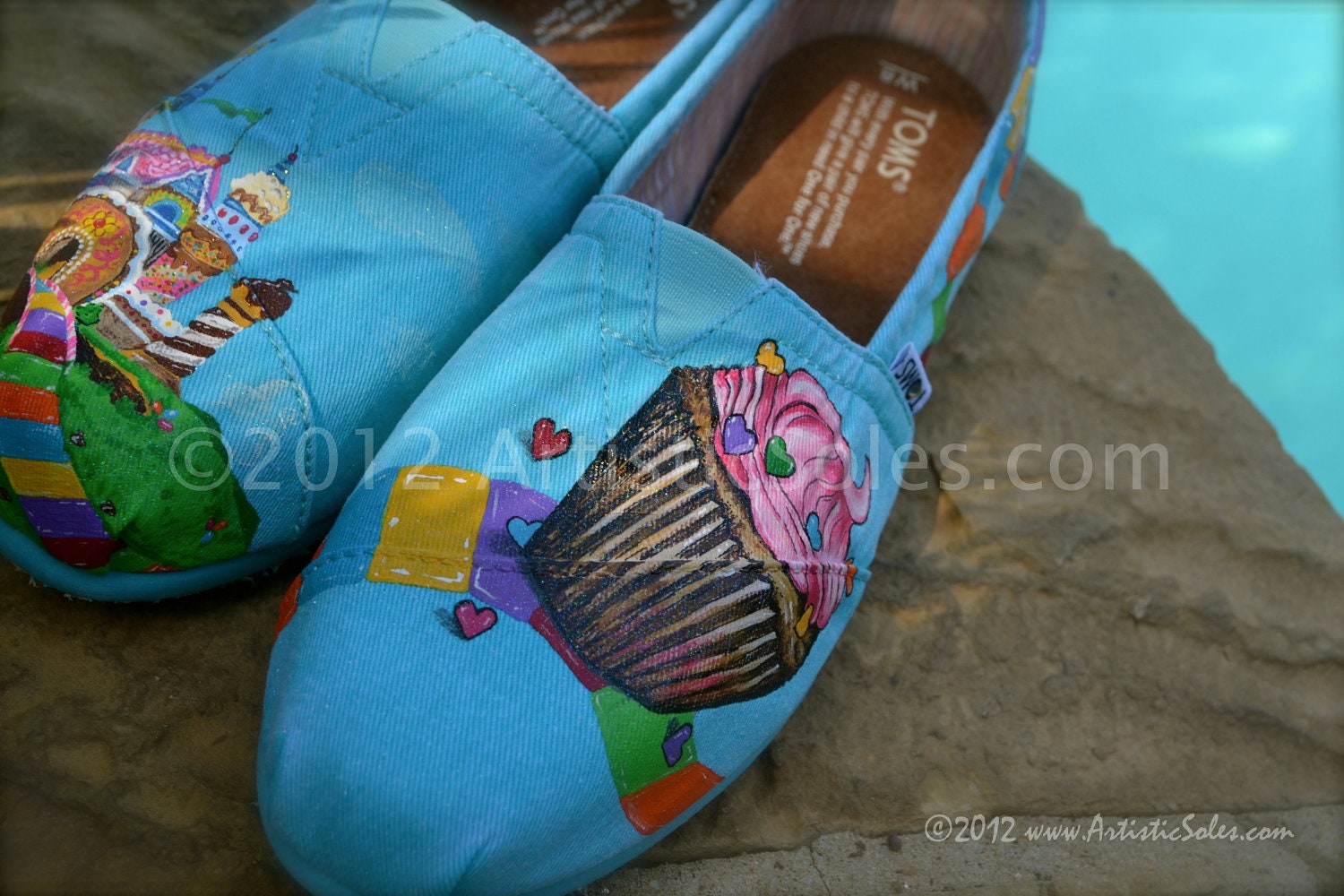 Candy Land Custom Hand Painted TOMS Shoes by ArtisticSoles on Etsy