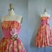 1950s Floral Dress / 50s Party Dress
