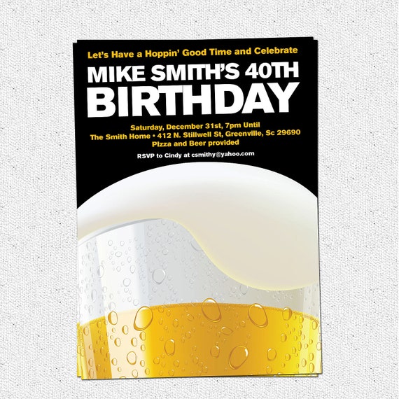 Printable Beer Party Invitation Birthday 21st 30th 40th