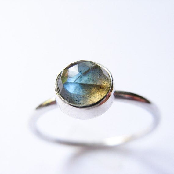 Items similar to Rose Cut Blue Fire Labradorite Sterling Silver Ring on ...