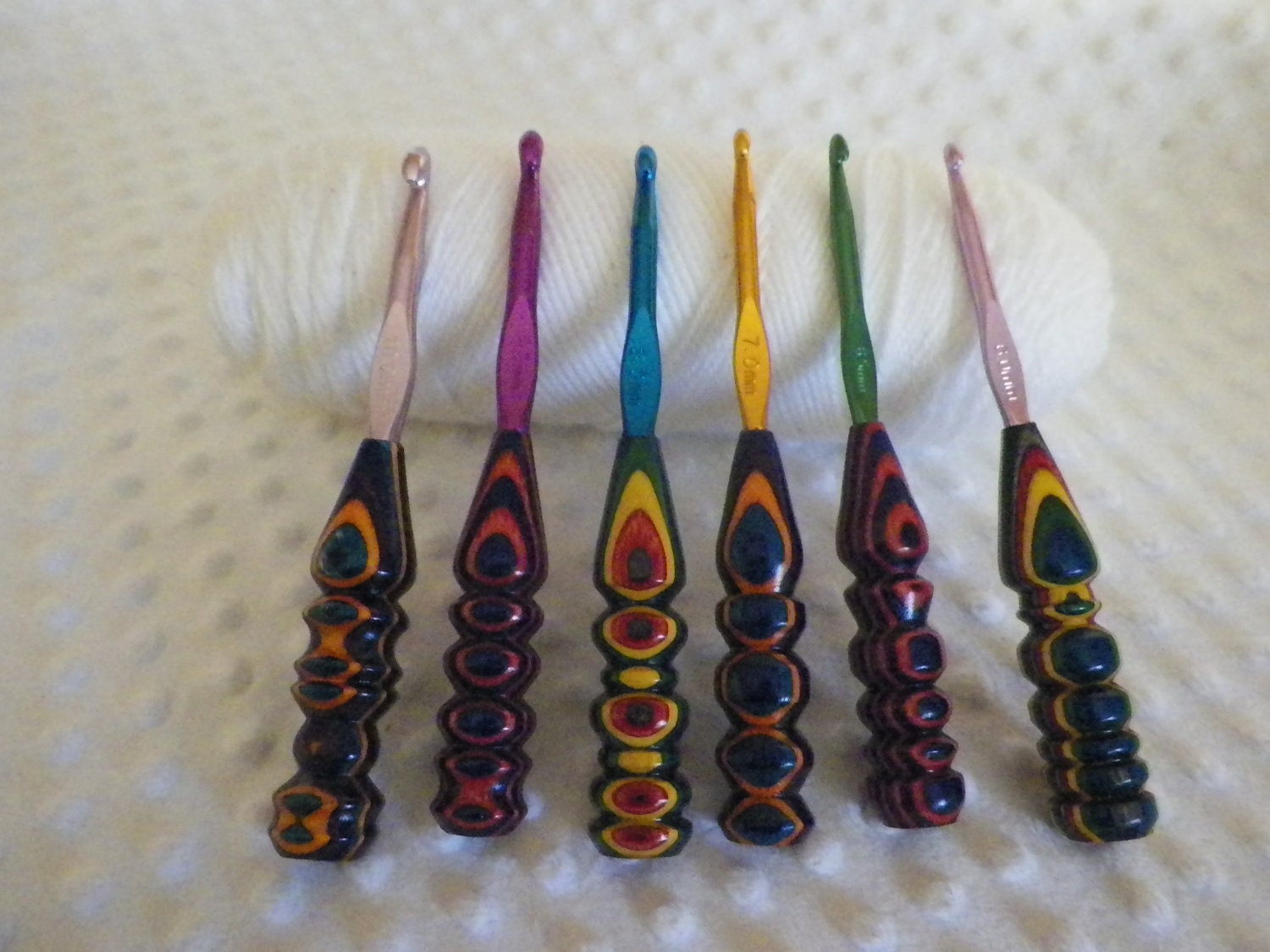 6 Handmade Crochet Hook Handle with by CraftyLadyQuiltLady on Etsy