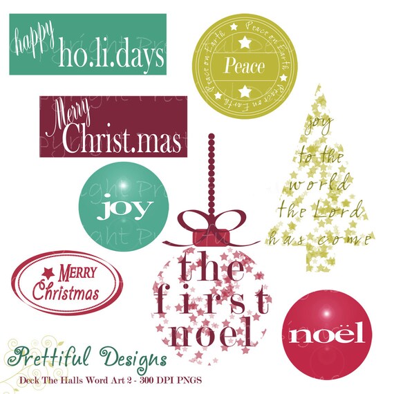 Christmas Word Art 2 - Personal or Commercial Use - Deck The Halls (413) Il_570xn