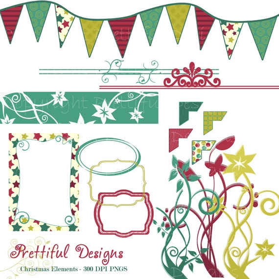 50% OFF SALE Christmas Elements Clip Art - Personal or Commercial Use - Deck The Halls (416) Il_570xn