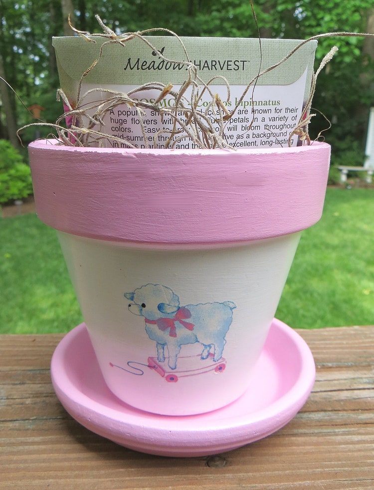 Baby Girl Flower Pot Gift Set by EllensClayCreations on Etsy