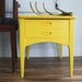 Mid Century Modern Yellow Side / Accent Table with Drawer