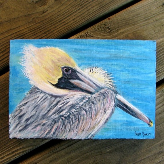 Pelican Painting Original Acrylic Gallery Wrap Canvas